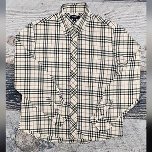 Burberry London Nova Check Plaid Button Down Shirt Beige Long Sleeve Women’s S